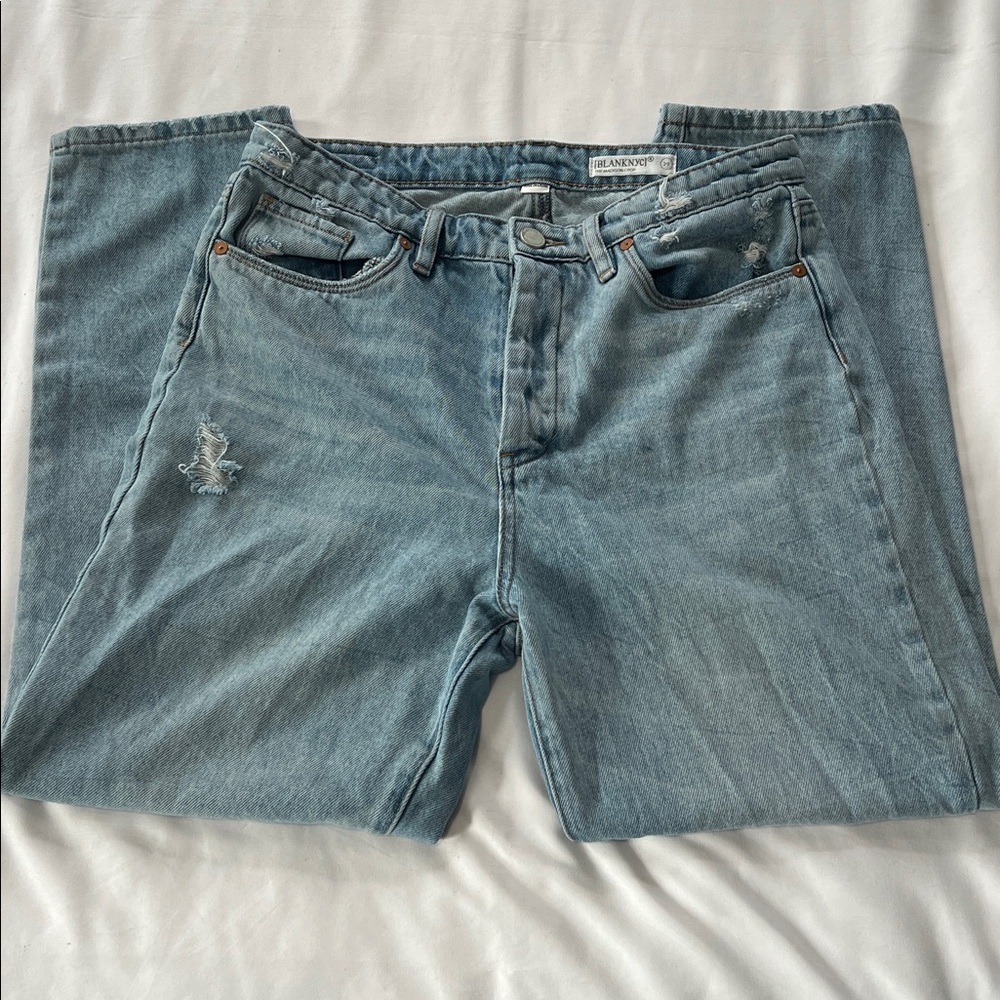 Blank NYC The Madison Crop Distressed 100% Organic Cotton Jeans